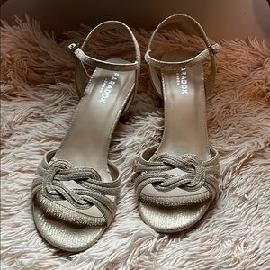 Paradox Gold Heels with Strappy Design